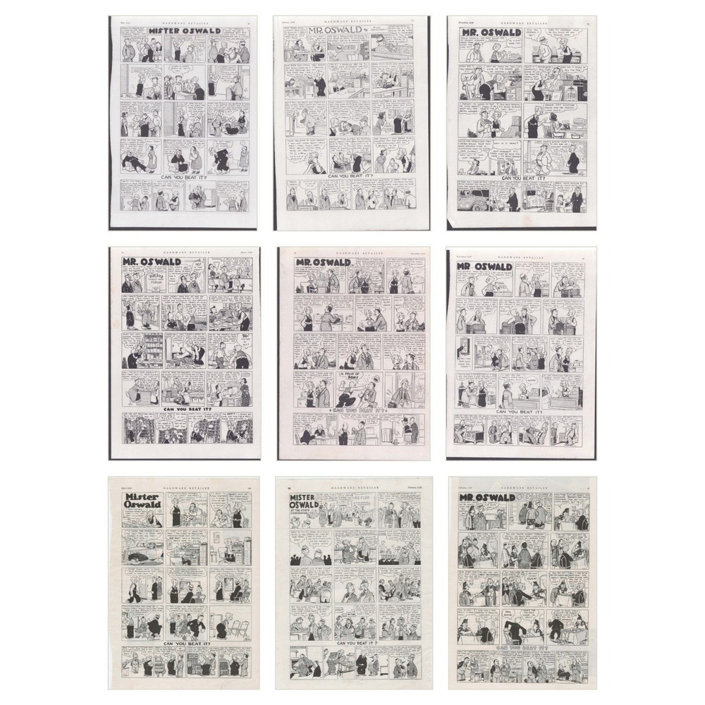 9 Vintage Mister Oswald Comic Prints Russ Johnson Hardware Retailer 1937-1939